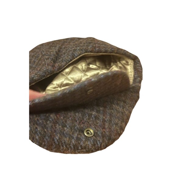Scala Hat Newsboy Fitted Mens Medium Brown Gray Blue Wool Quilted Vintage Style - Picture 4 of 5